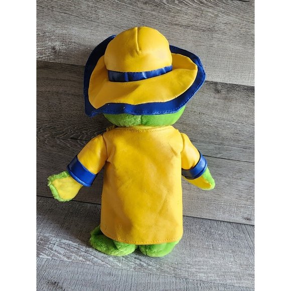 Plush Green Frog Yellow Raincoat Stuffed Animal PEEK-A-BOO Toys Spring - Picture 5 of 8